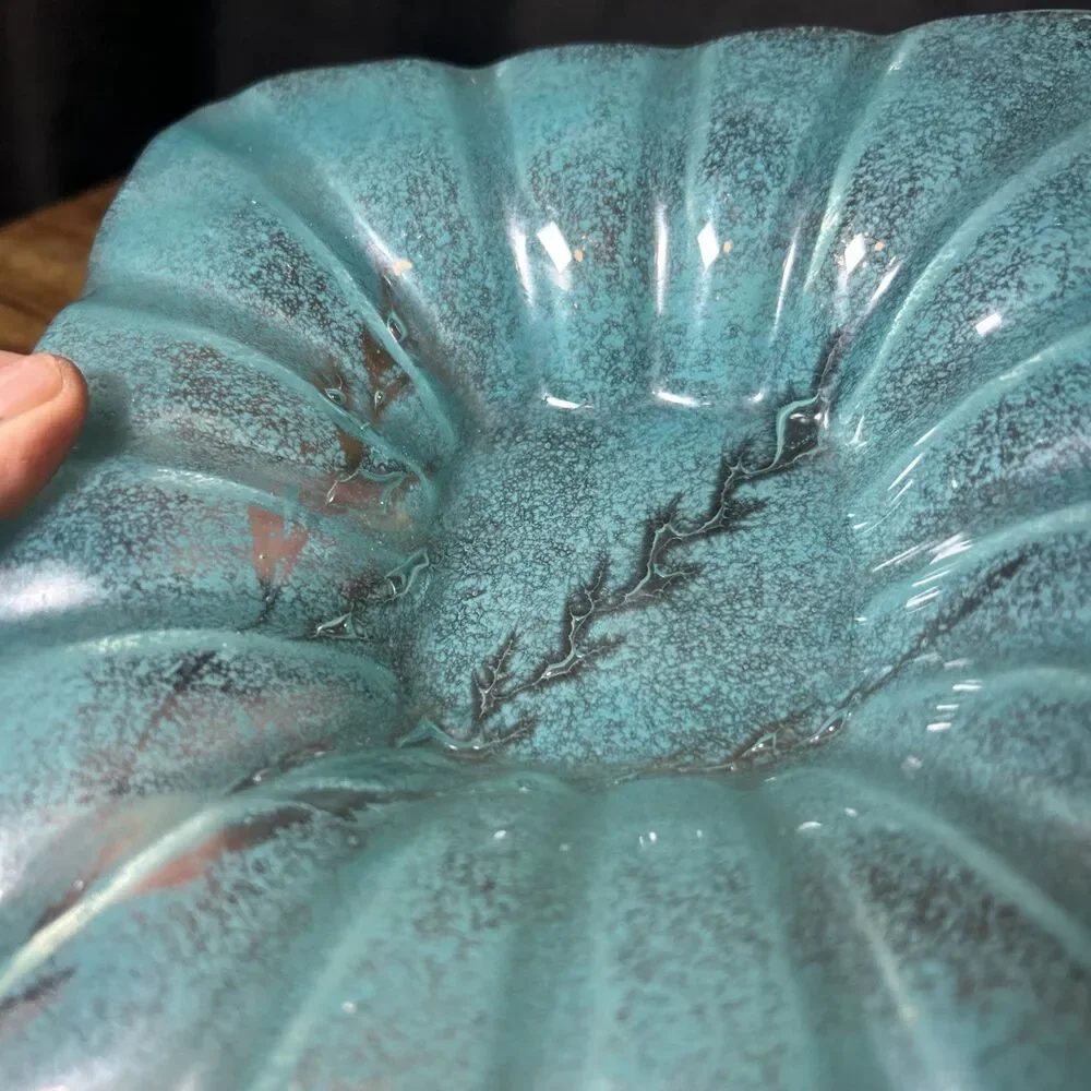 Coastal Aqua Teal Textured Glass Dish Square 6.5x6.5' Sea Inspired Accent Plate